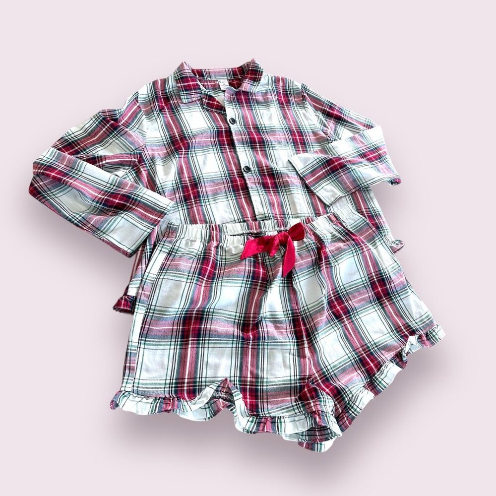 Girls Christmas Red Plaid Pajama Set size 20